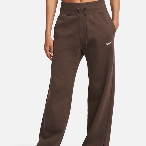 NIKE Phoenix Fleece High-Waisted Oversized Pants Brown - Picture 2 of 6